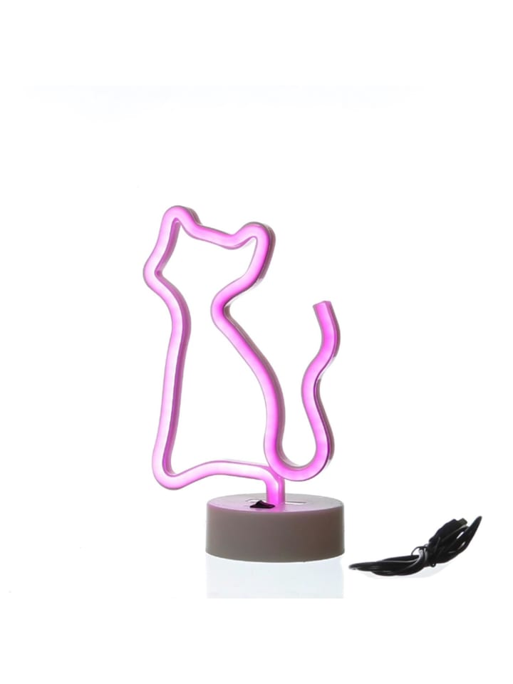 LED Neonlicht Dekofigur Katze H: 25cm in pink
