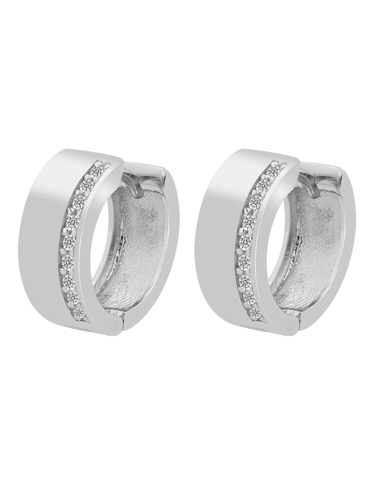 Damen Creolen aus 925 Silber mit Zirkonia in silber