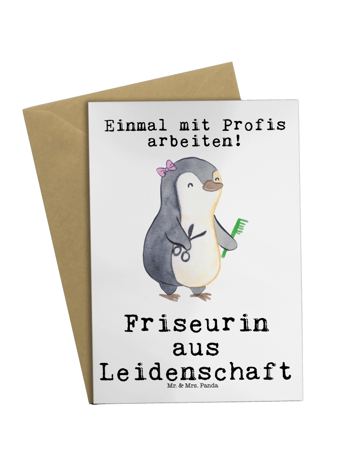 Klappkarte Friseurin Leidenschaft mit Spruch in Weiß