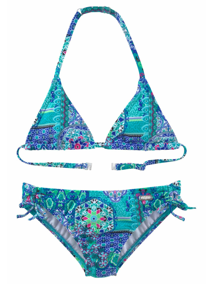 Triangel-Bikini in türkis-bedruckt