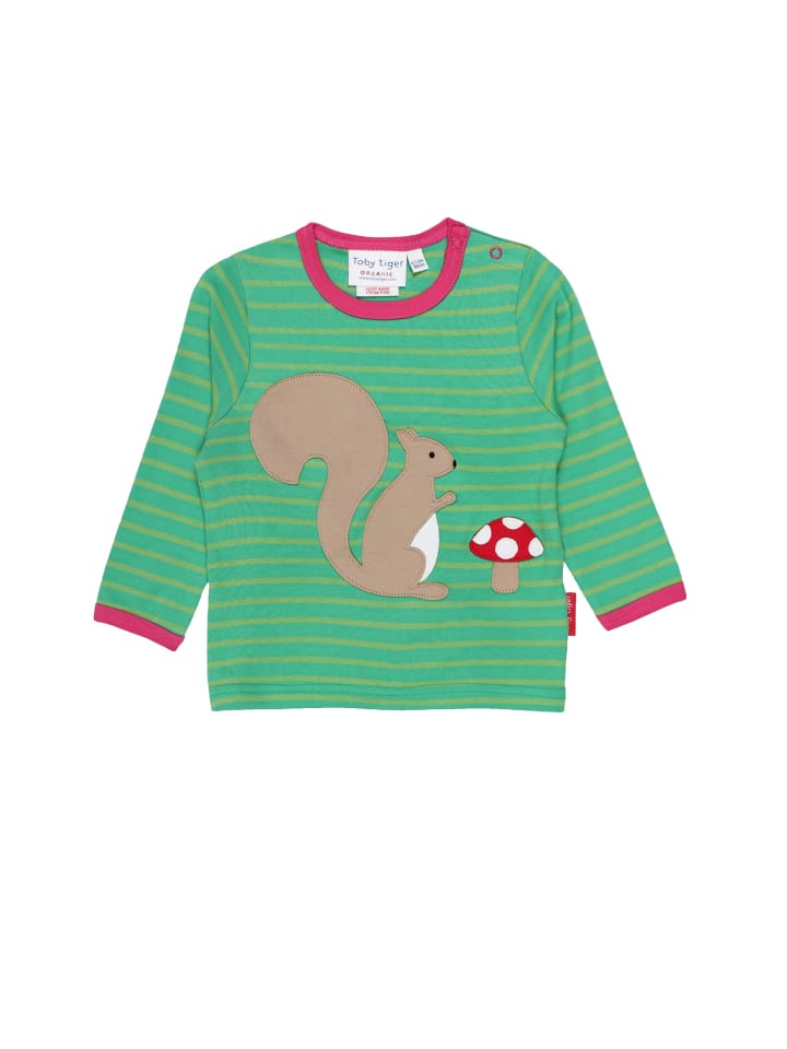 Langarmshirt mit Eichhörnchen Applikation in grün
