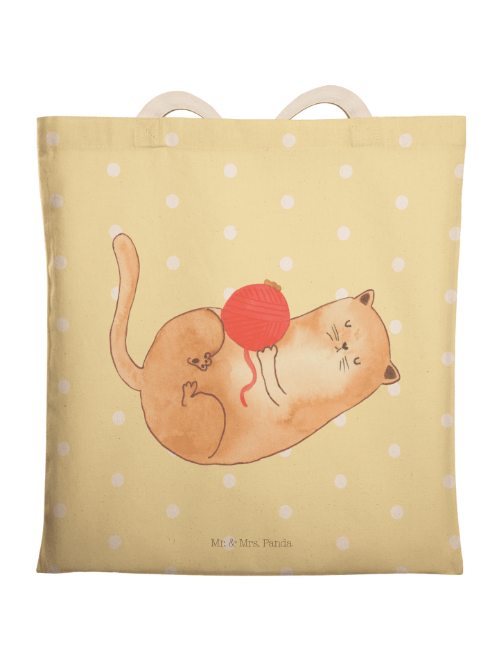Einkaufstasche Katze Wolle ohne Spruch in Gelb Pastell