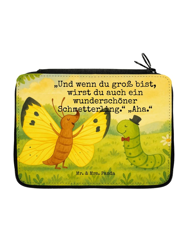 Mäppchen Raupe Schmetterling Design mit Spruch in Weiß