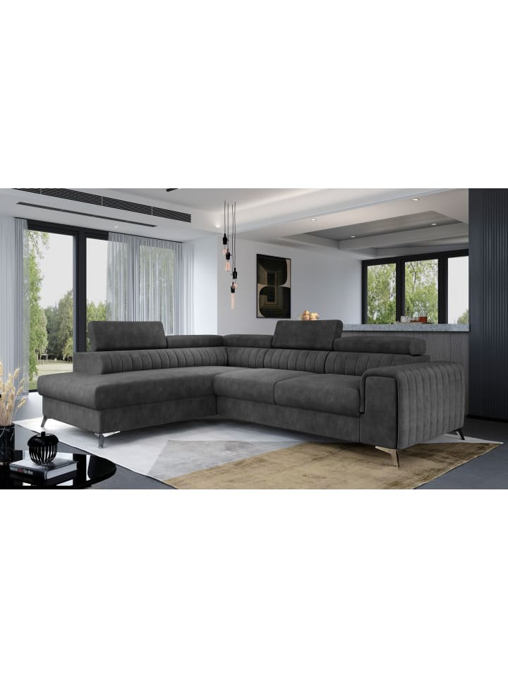 Lauryn Recamiere Links in Anthrazit - (L) 205 x (B) 278 x (H) 92 cm
