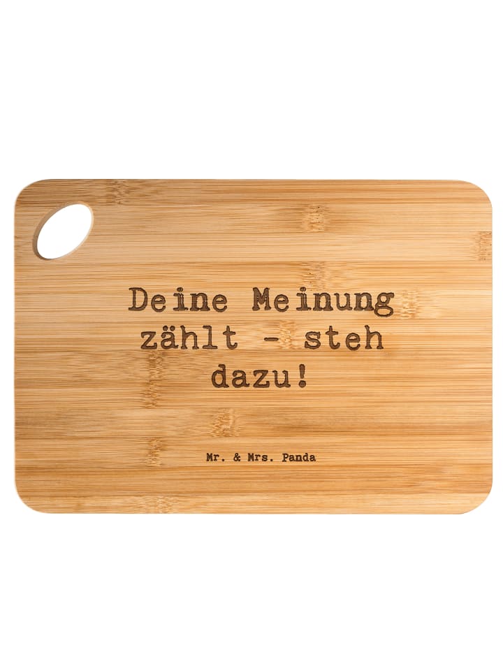 Holzbrett Spruch Mutig zu Meinungen mit Spruch in Braun