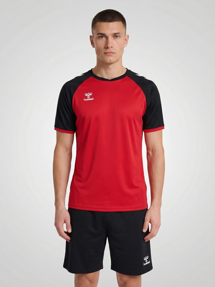 T-Shirt Raglanärmel Hmlmatch Erwachsene in TRUE RED/BLACK