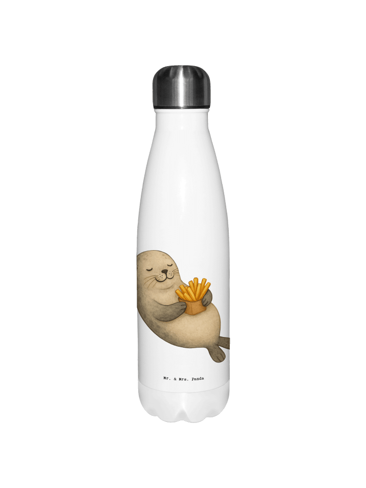 Thermosflasche Robbe Pommes ohne Spruch in Weiß