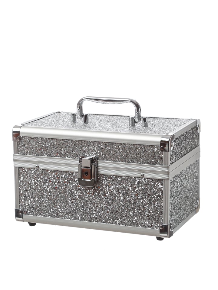 Schmuckkoffer Schmuckkästchen mit Glitzer in silber