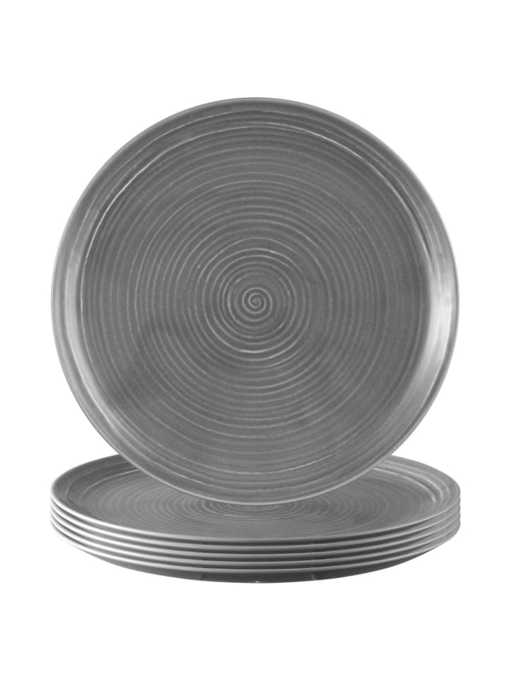 6er Set Speiseteller Terra in ø 27,5 cm in Perlgrau