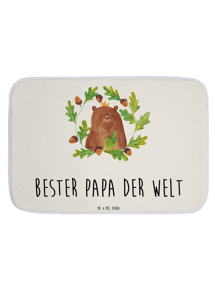 Duschvorleger Bär König mit Spruch in Weiß