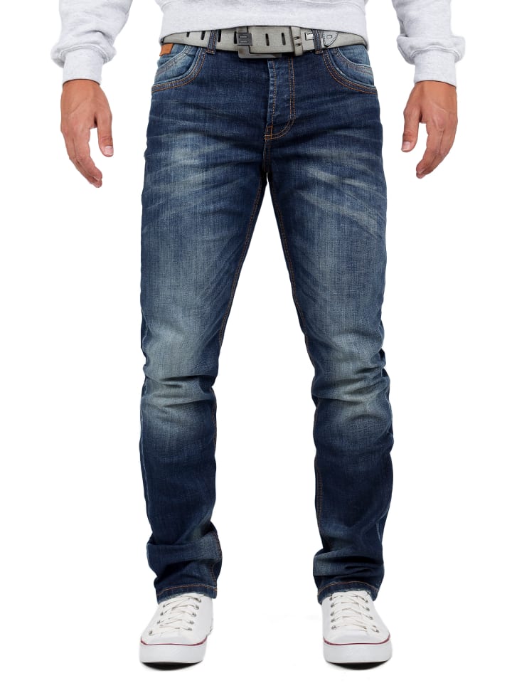 Herren Regular Fit Jeans Stonewashed in Blue