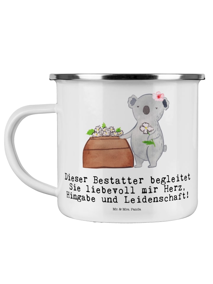 Becher Bestatter Herz mit Spruch in Weiß