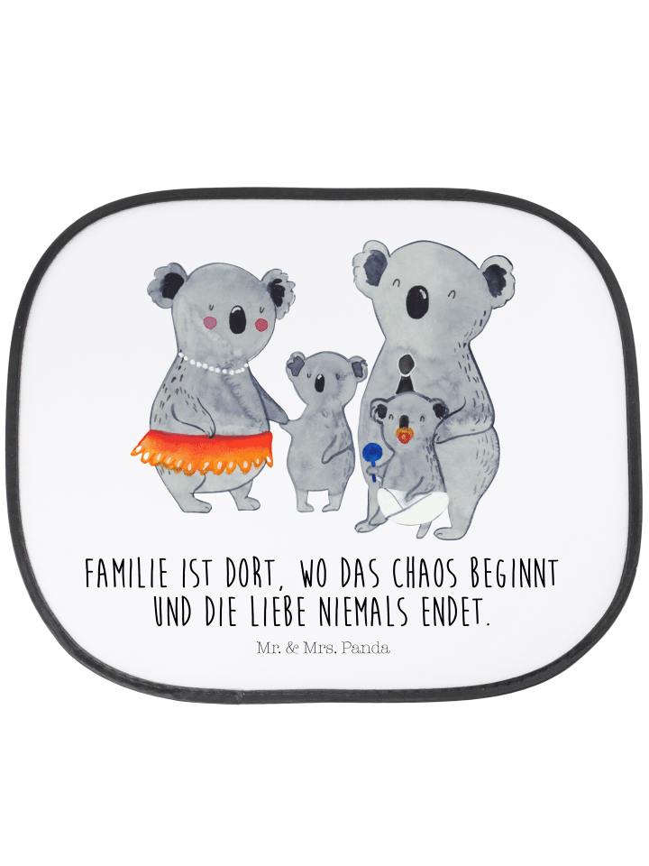 Autofenster Sonnenschutz Koala Familie mit Spruch in Weiß