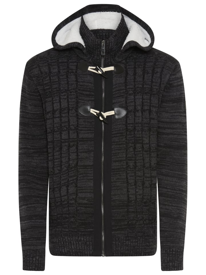 Kapuzenstrickjacke in anthrazit meliert