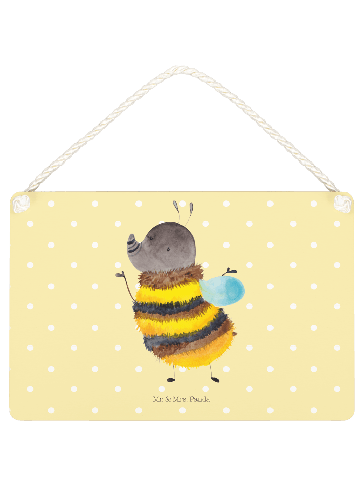 Schild Hummel flauschig ohne Spruch in Gelb Pastell