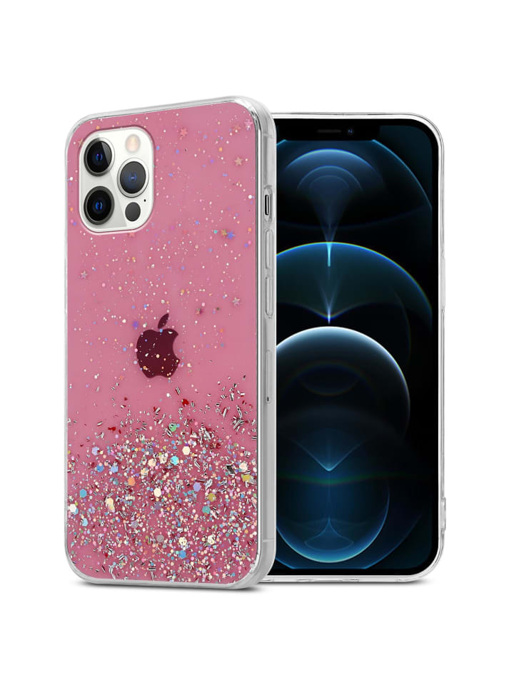 Hülle für Apple iPhone 12 / 12 PRO Glitter in Rosa mit Glitter
