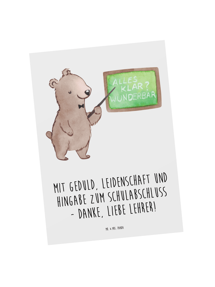 Postkarte Danke Lehrer mit Spruch in Weiß