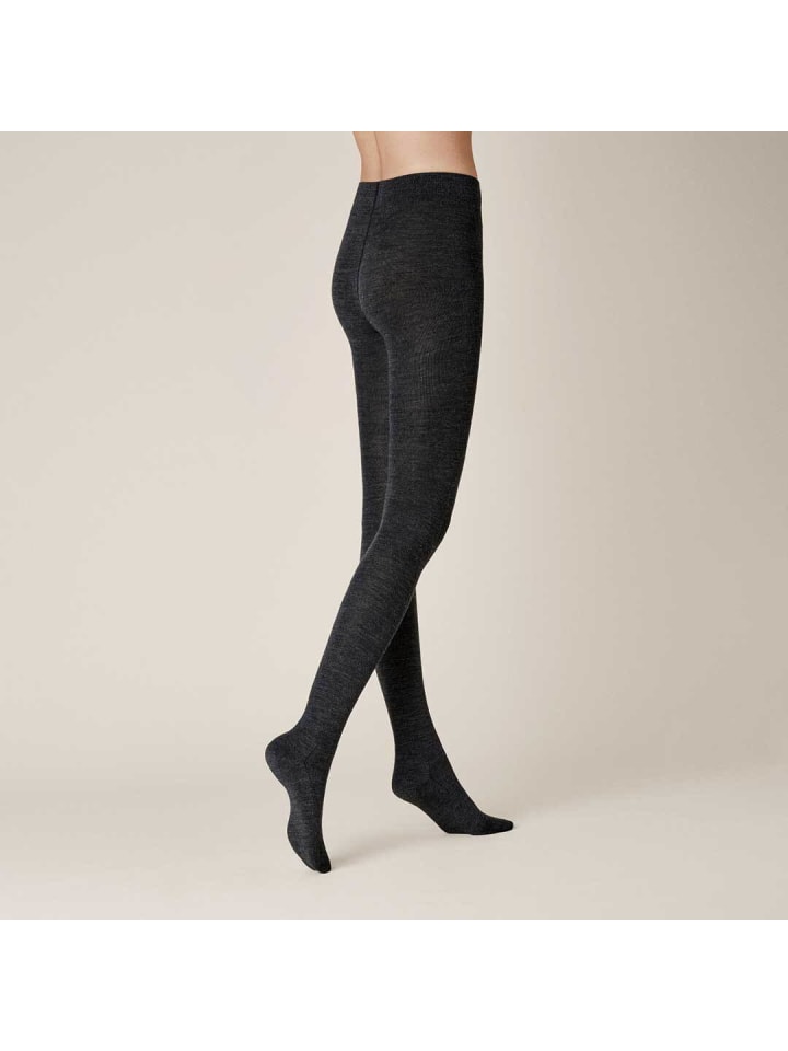 Strickstrumpfhose Soft Wool Cotton wärmend in Anthrazitmel