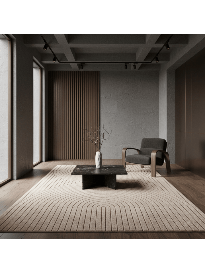 Kurzflorteppich Skandi 3D-Bögen Waschbar Wohnzimmer in Beige