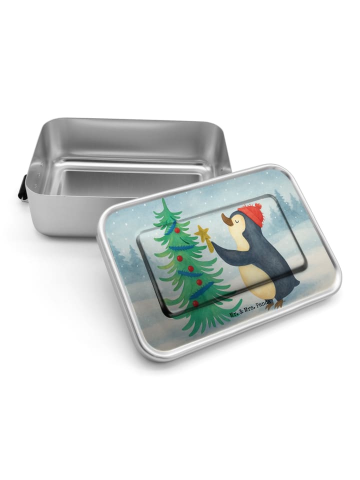 Bentobox Pinguin Weihnachtsbaum Design ohne Spruch in Weiß
