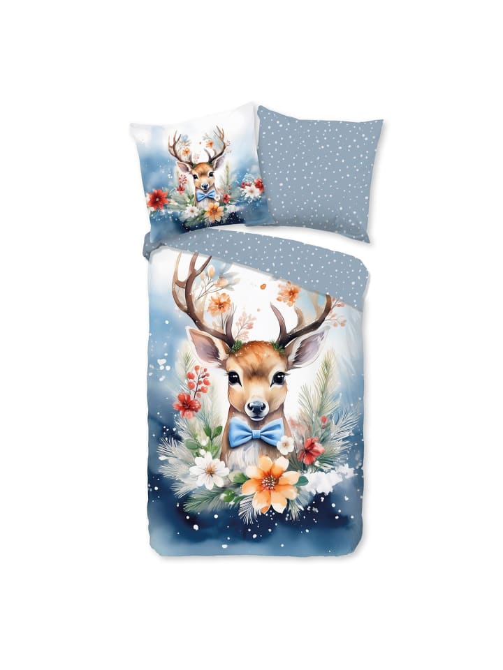 Bettwäsche Junger Hirsch in blue