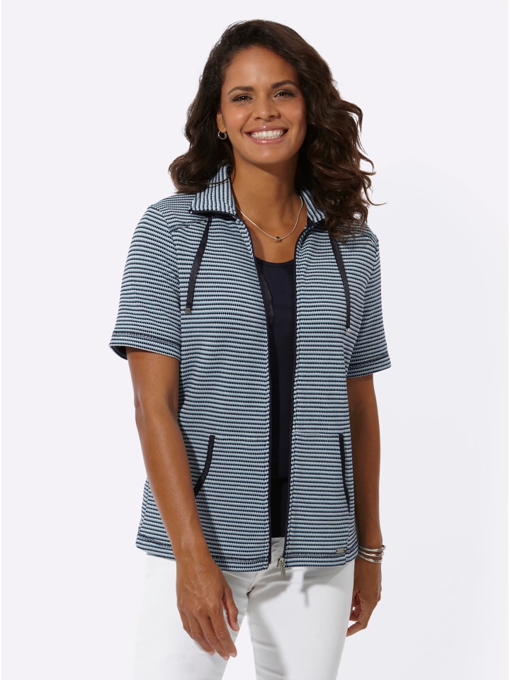 Shirtjacke in marine-weiß-gemustert