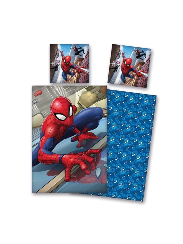Marvel Spiderman Bettbezug 135x200 cm + Kissen 80x80 cm Baumwolle in Mehrfarbig