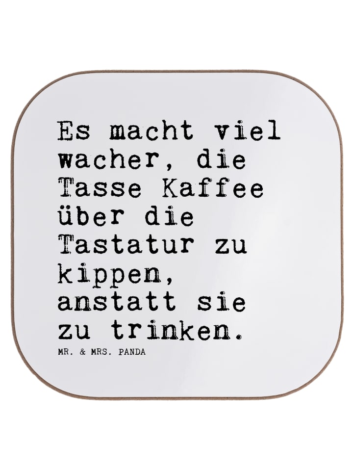 Bierdeckel Es macht viel wacher,... mit Spruch in Weiß