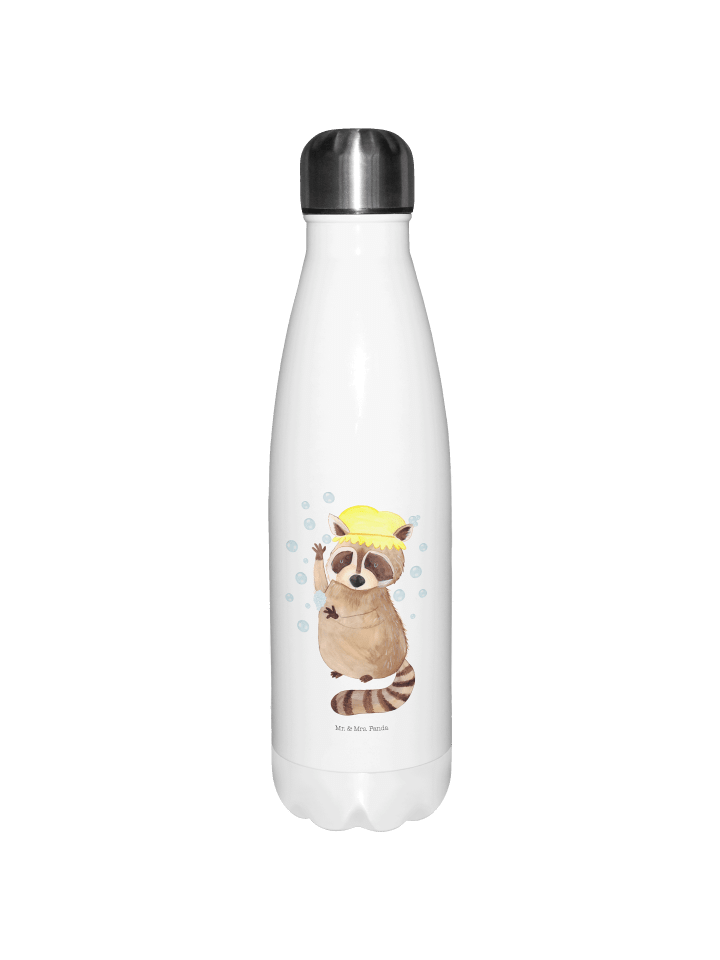 Thermosflasche Waschbär ohne Spruch in Weiß