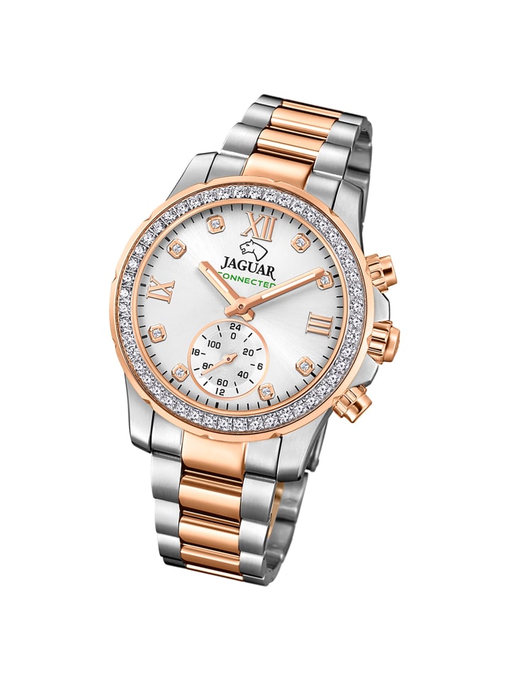 Multifunktion-Armbanduhr Jaguar Connected silber, rosegold mittel (ca. 36,5mm)