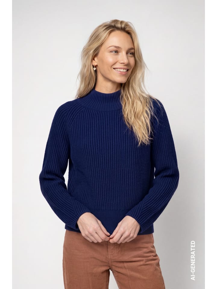 Strickpullover mit breitem Saum in Classic Navy