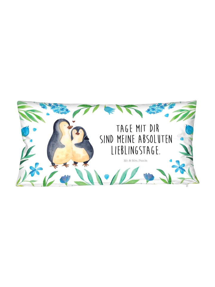 Kopfkissen 80x40 Pinguin umarmen mit Spruch in Weiß