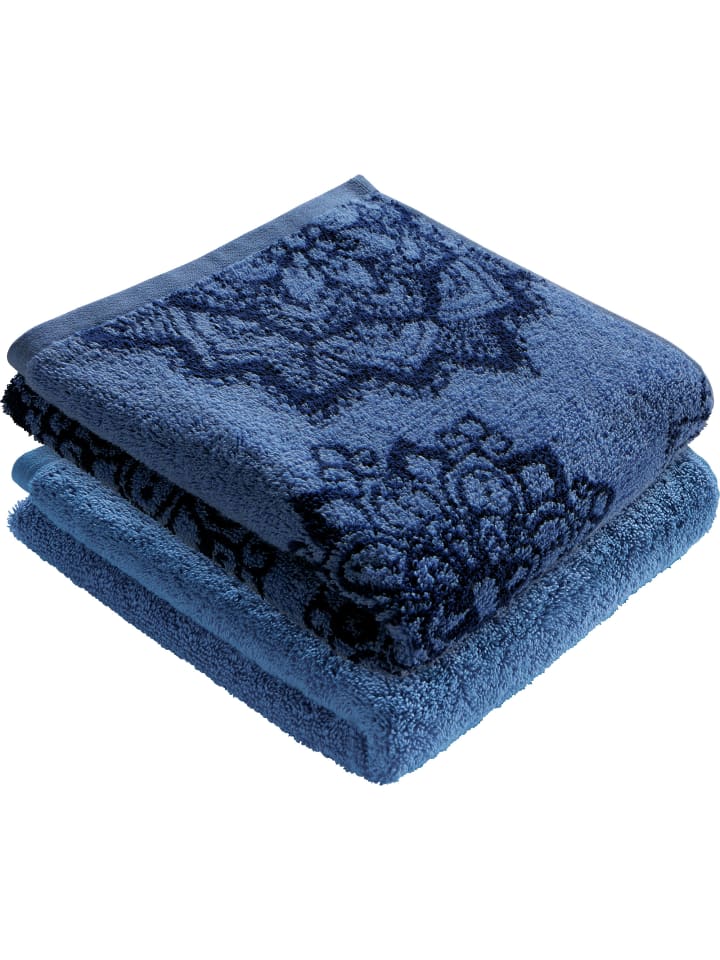Frottier, Jacquard Duschtuch 2er-Pack Bühl in blau