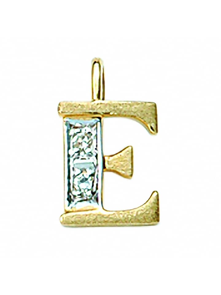 Damen & Herren 585 Gold Buchstabenanhänger E mit Diamant in gold