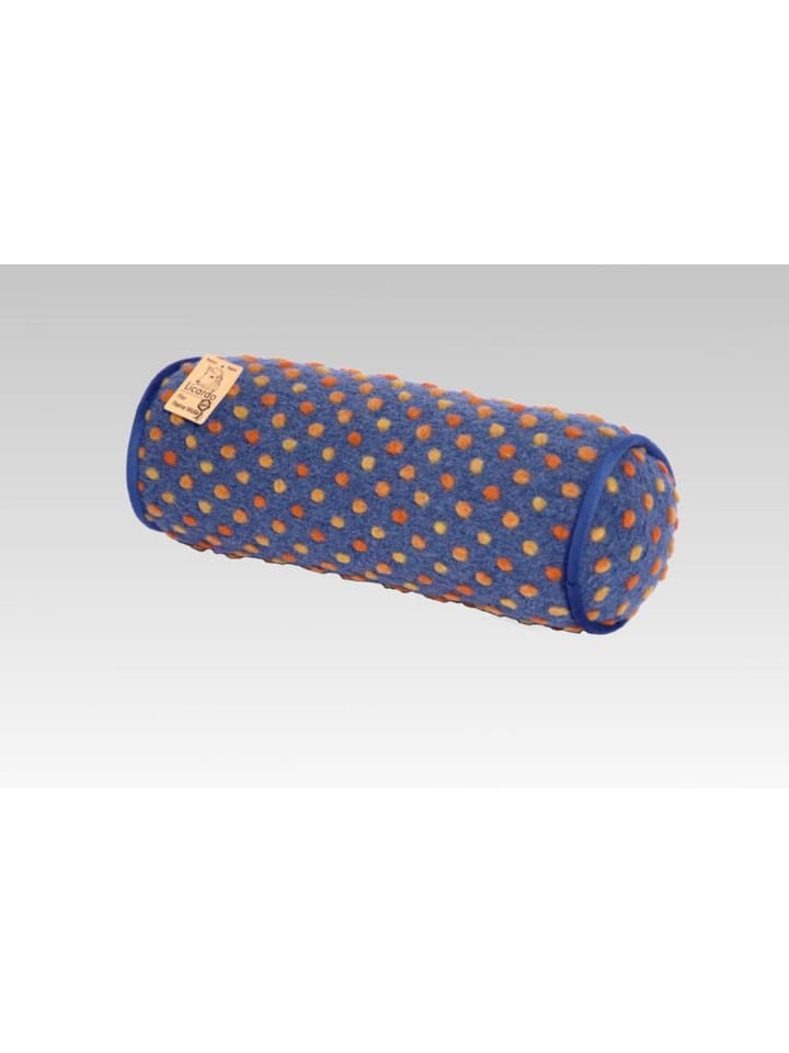 Kissenrolle Nackenrolle Wolle Noppen 42 x 14 cm in blau