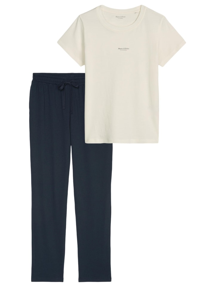 Schlafanzug Cotton in Dunkelblau / creme