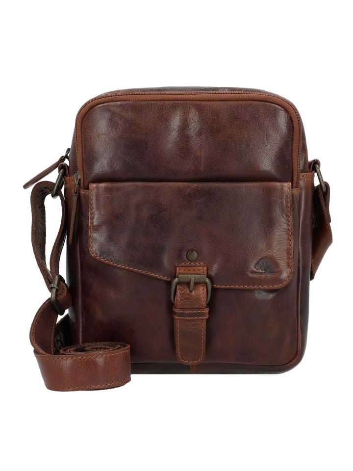 Rugged Umhängetasche Leder 21 cm brown