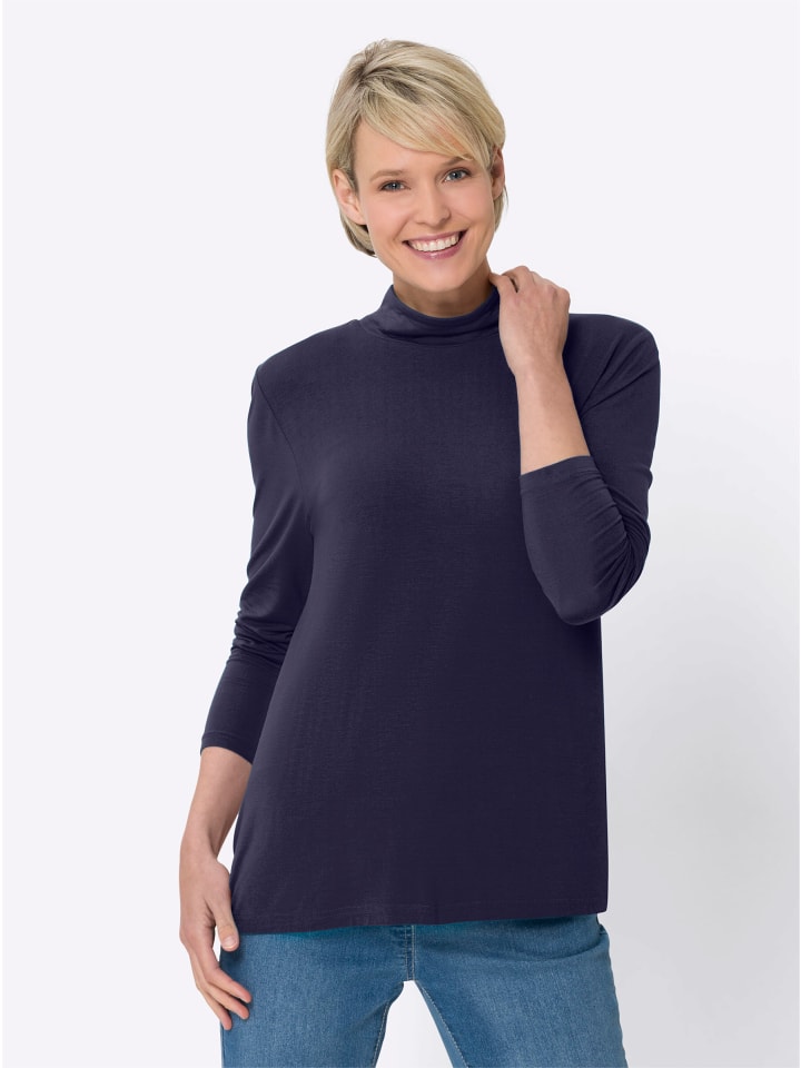 Stehkragen-Shirt in marine