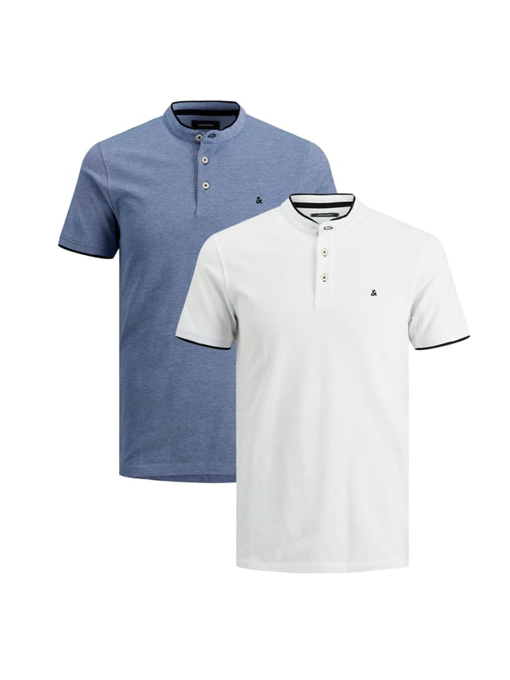 Poloshirt Paulos Mao in Weiß / hellblau