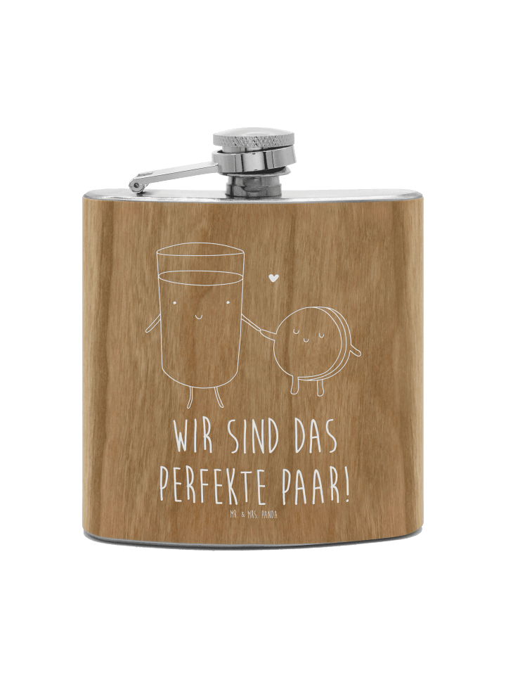 Flachmann Milch Keks mit Spruch in Braun