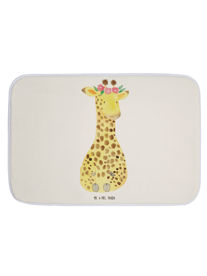 Badevorleger Giraffe Blumenkranz ohne Spruch in Weiß