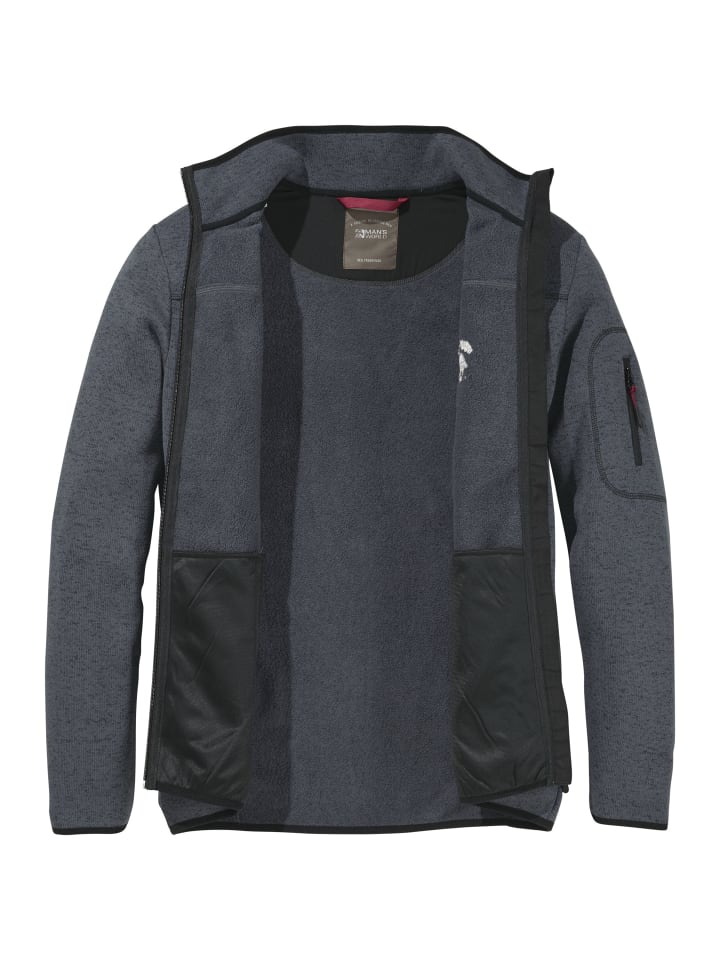 Strickfleecejacke in graublau meliert