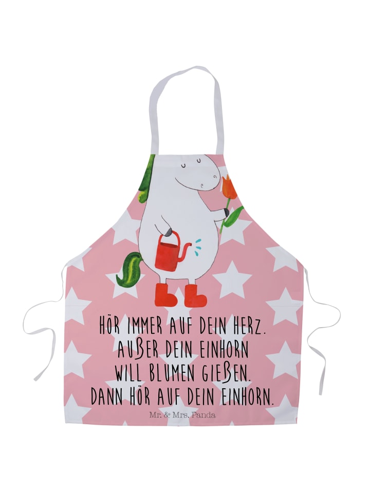 Schürze Einhorn Gärtner mit Spruch in Rot Pastell