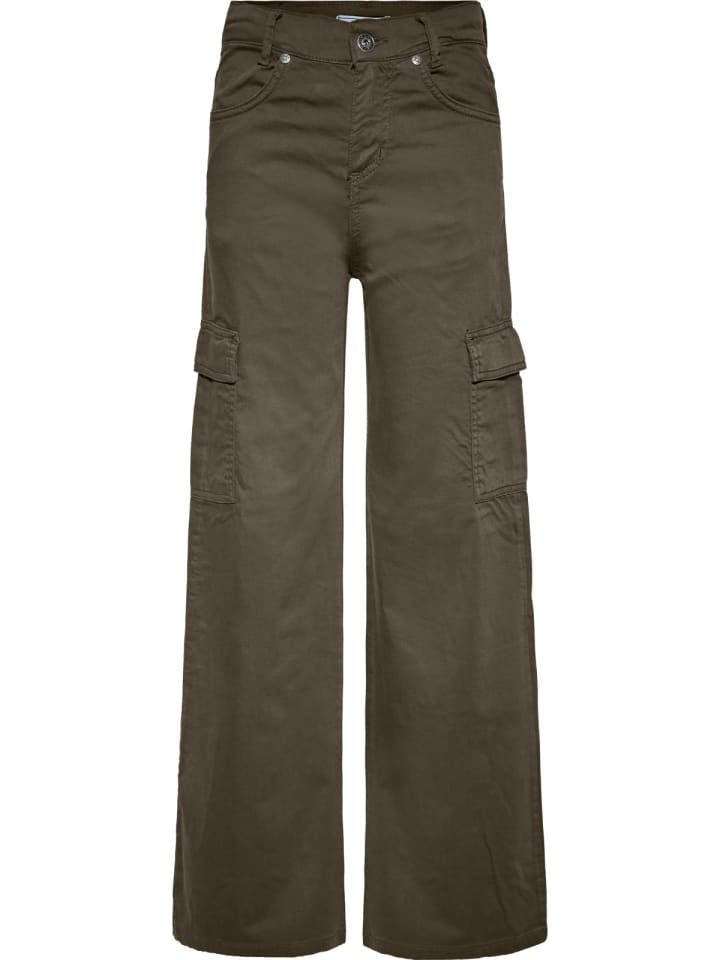 Wide Leg Pant slim fit - schmaler Bund in winterolive