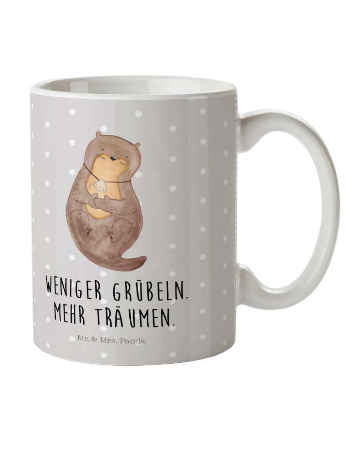 Tasse Otter Muschel mit Spruch in Grau Pastell