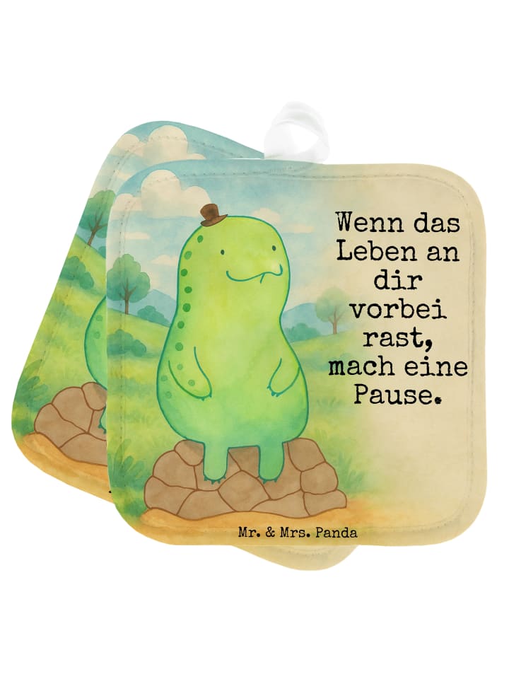 Topflappen Schildkröte Pause Design mit Spruch in Weiß