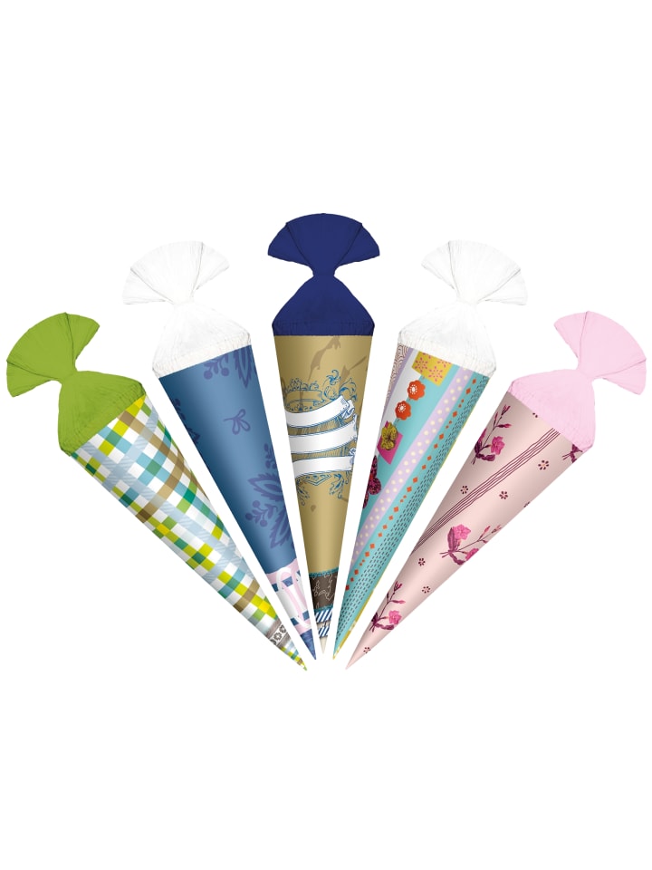 Deko-Schultüten klein 15 cm in Bunt