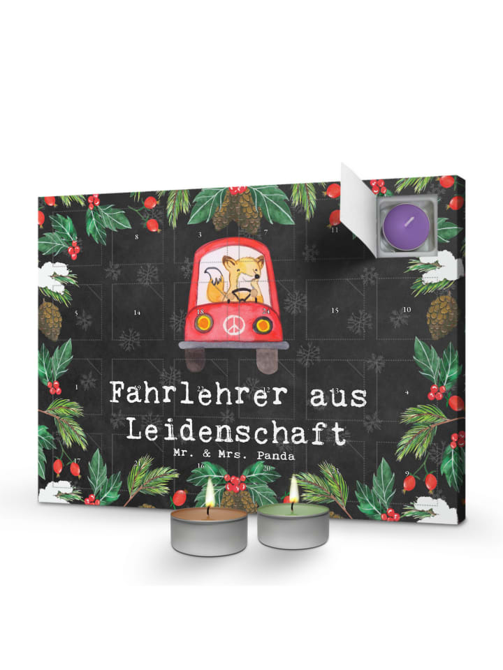 Adventskalender Fahrlehrer Leidenschaft mit Spruch in Kreidetafel