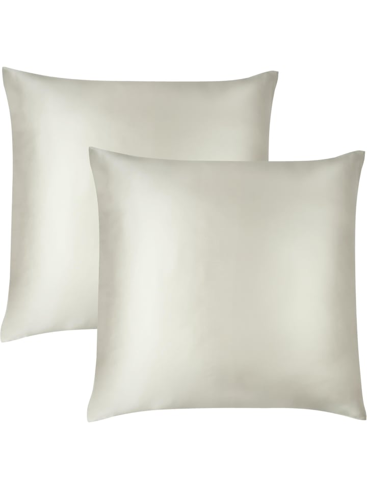2x Seiden Kissenbezüge 80x80 cm Enna in Beige