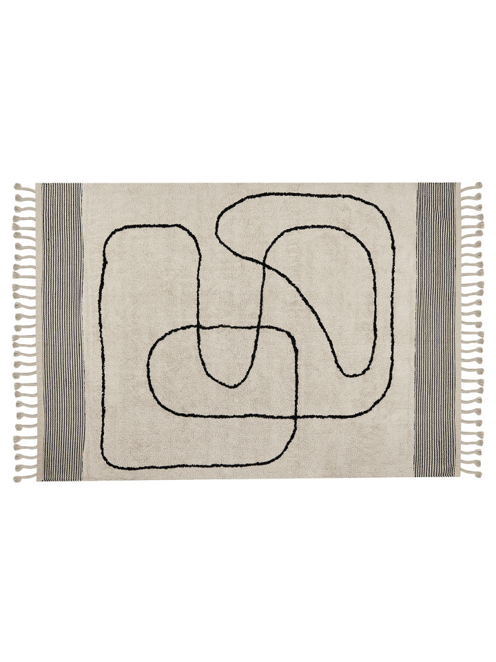 Kurzflor DOKUZ in Beige/Schwarz - (W) 140 x (H) 0.9 x (L) 200 cm
